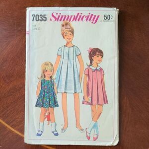 3/$15 vintage 1963 Girls Dress Simplicity Sewing Pattern 7035 sz 10